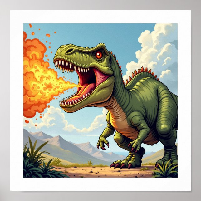 Póster Dinosaurio enojado (Frente)
