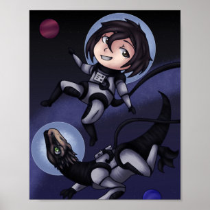 Póster Dinosaurio espacial