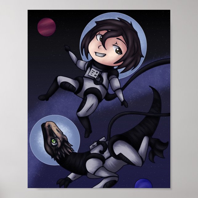 Póster Dinosaurio espacial (Frente)