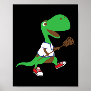 Póster Dinosaurio jugando lacrosse Cool equipo de deporte
