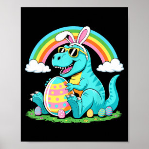 Póster Dinosaurio Lindo Conejo Huevo Feliz Eastrawr T Rex