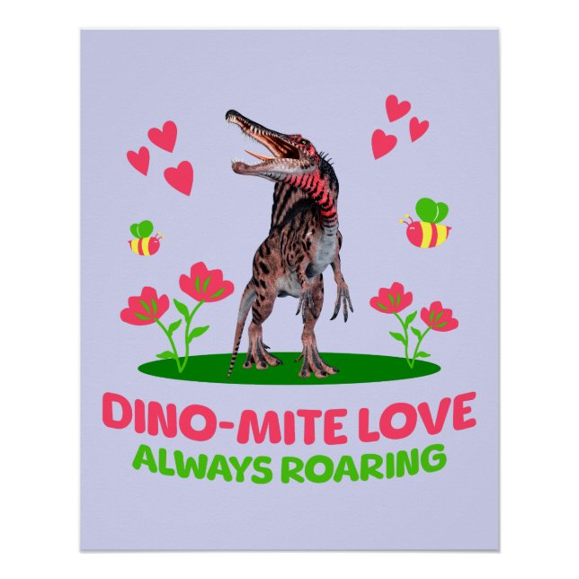 Póster Dinosaurio lindo para el día de San Valentín para  (Anverso)