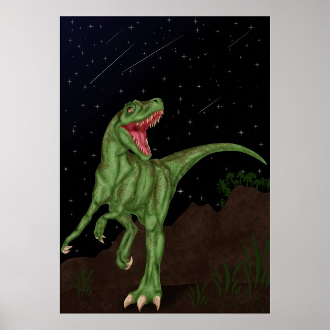 Póster Dinosaurio - Noche prehistórica (Frente)