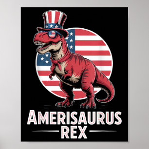 Póster Dinosaurio Patriótico 4 De Julio Amerisaurus Rex