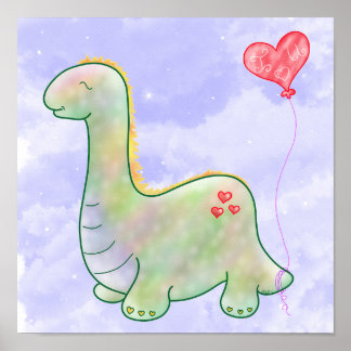 Póster Dinosaurio pequeño feliz