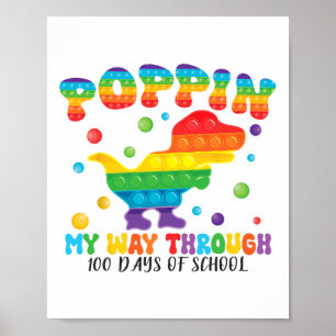 Póster Dinosaurio Poppin Mi Camino A Lo Largo De 100 Días