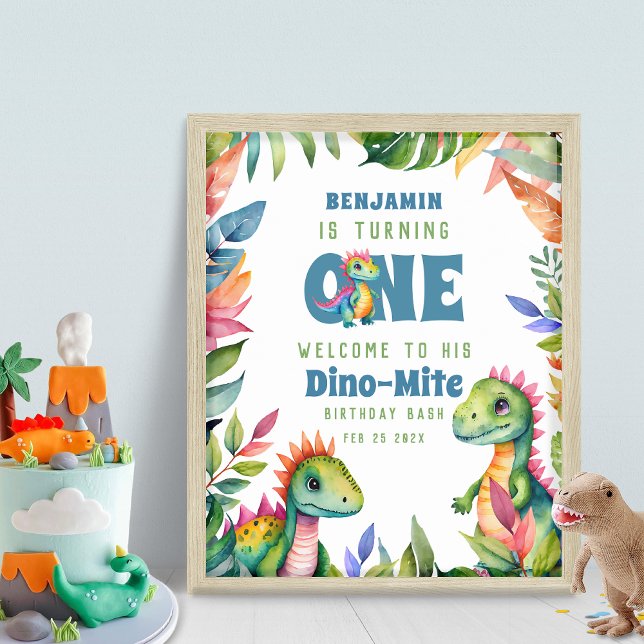 Póster Dinosaurio Primer cumpleaños Fiesta de bienvenida  (Subido por el creador)