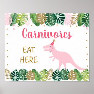 Póster Dinosaurio rosa Carnivores Mesa de Aniversario Rót