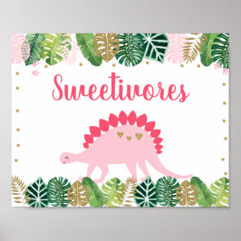 Póster Dinosaurio rosa Sweetivores Rótulo de mesa de comi