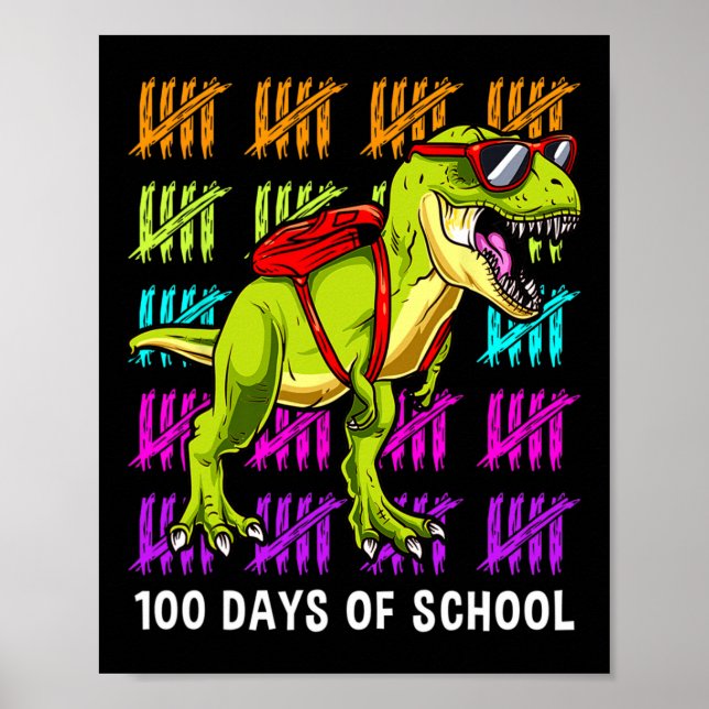 Póster Dinosaurio T Rex 100 días de dinosaurio escolar T  (Frente)