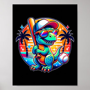 Póster Dinosaurio T-rex Divertido Vende Jugador Niños Niñ