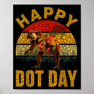 Póster Dinosaurio T Rex Retro Amantes Lunares Feliz Día d
