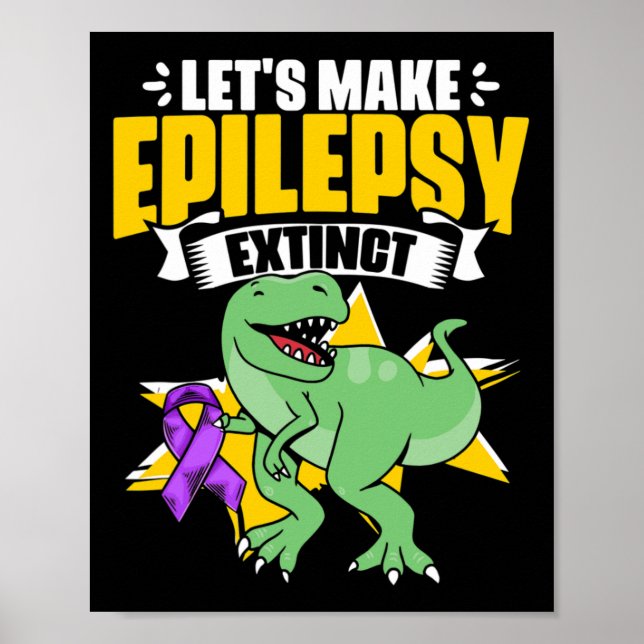 Póster Dinosaurio Trex Apoya Epilepsia Superviviente Epil (Frente)
