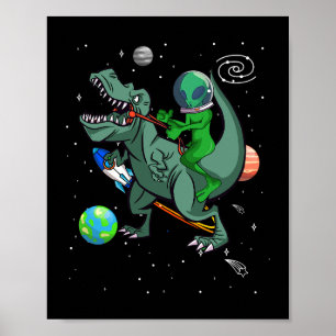 Póster Dinosaurio TRex en el extranjero astronauta del es