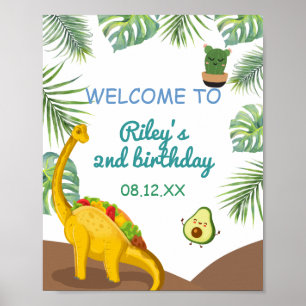 Póster Dinosaurio tropical Tacos Tacosaurus Fiesta Cumple