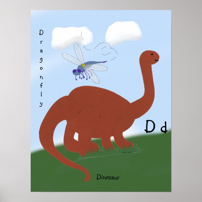Póster Dinosaurio Whimsical Personalizado Art (Frente)