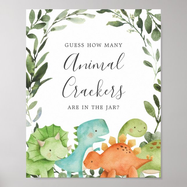 Póster Dinosaurios Adivinan Cuántos Crackers Animales (Frente)