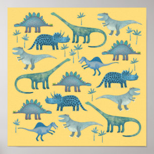 Póster Dinosaurios Amarillos