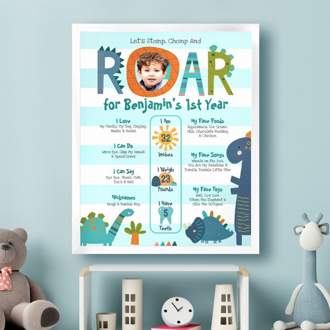 Póster Dinosaurios Azules Foto Boy Primer hito de cumplea (Subido por el creador)