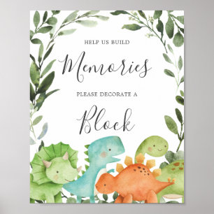 Póster Dinosaurios Baby Shower decoran un Rótulo en bloqu