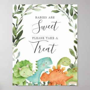 Póster Dinosaurios Baby Shower Los Bebés Son Rótulo Dulce
