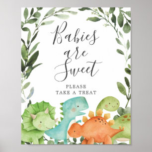 Póster Dinosaurios Baby Shower Los Bebés Son Rótulo Dulce