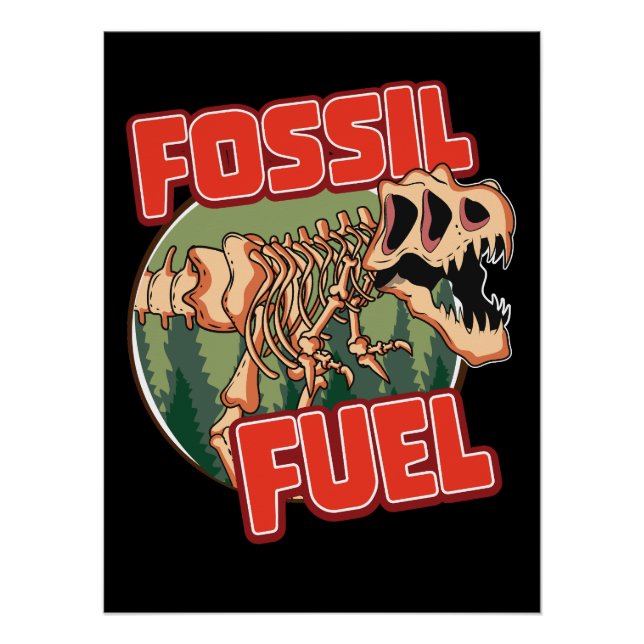 Póster Dinosaurios "Combustible fósil" (Anverso)