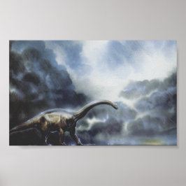 Póster Dinosaurios de época, Barapasauro con nubes de tor
