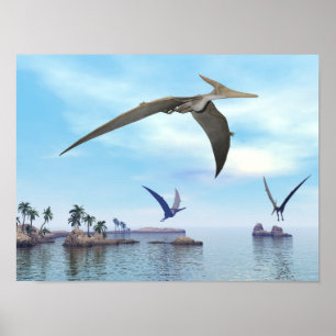 Póster Dinosaurios de Pteranodon que vuelan - 3D rinden