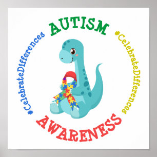 Póster Dinosaurios de sensibilización sobre el autismo