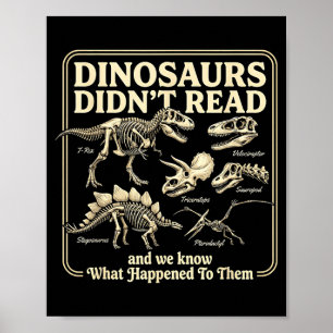 Póster Dinosaurios divertidos no leyeron verano de niños 
