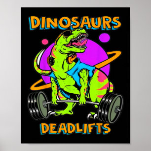 Póster Dinosaurios Divertidos Y Pesas De Levantamiento De