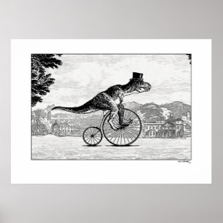Póster Dinosaurios en bicicletas - T-Rex