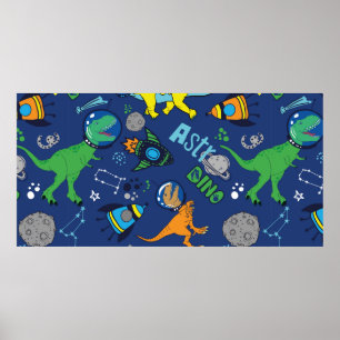 Póster Dinosaurios en el espacio de la costura vintage co