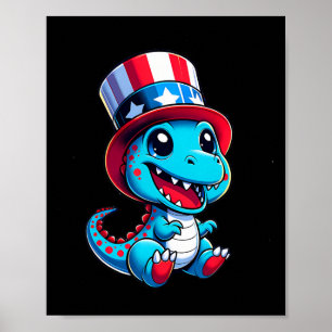Póster Dinosaurios Feliz 4 De Julio Día De La Independenc