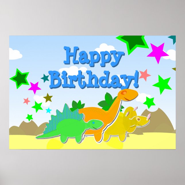 Póster Dinosaurios Feliz cumpleaños Poster (Frente)