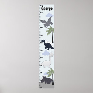 Póster Dinosaurios Gris/Blue Growth Chart ¡Manténganse a 