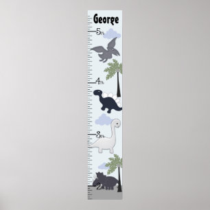 Póster Dinosaurios Gris/Blue Growth Chart ¡Manténganse a 