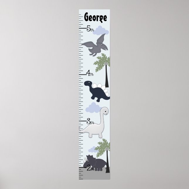 Póster Dinosaurios Gris/Blue Growth Chart ¡Manténganse a  (Frente)