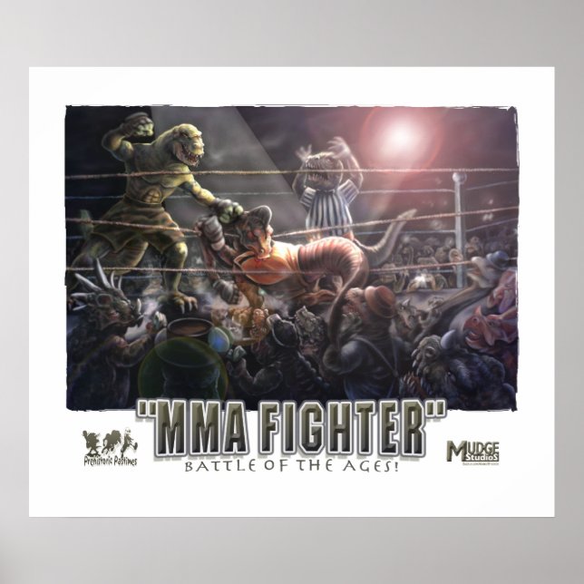 Póster Dinosaurios MMA Fiesta (Frente)