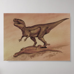 Póster Dinosaurios Vintage, Giganotosaurus carnívoro