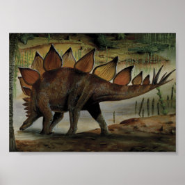 Póster Dinosaurios vintage, Stegosaurus, cola con espigas