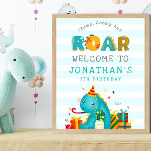 Póster Dinosaurs Stomp Chomp and roar birhtday boy