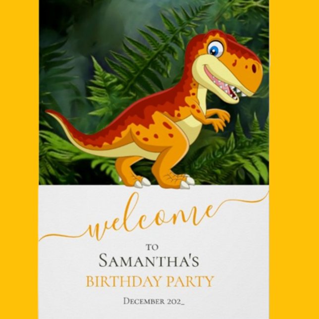 Póster DINOSUAR Cumpleaños T Rex, oro ( Celebrate your little one's special day with a stunning T-Rex gold birthday theme! )