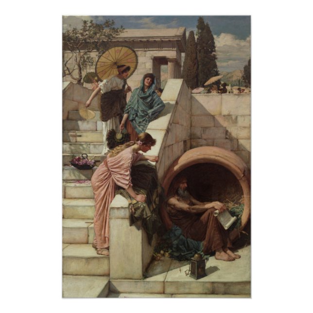 Póster Diógenes de John William Waterhouse (Anverso)
