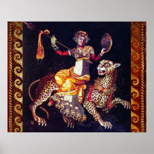 Póster DIONISO CON UNA LANZA MONTANDO UN LEOPARDO Mosaico