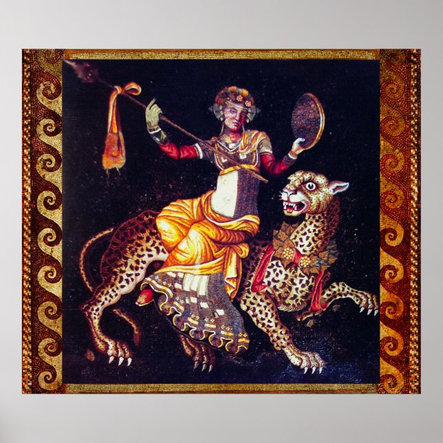 Póster DIONYSOS CON UNA LEOPARDA DE FANTASMA EN EL Mosaic (Frente)