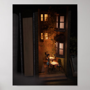Póster Diorama del libro nook - pequeño café