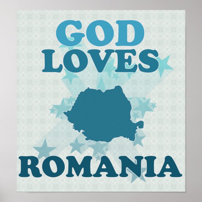 Póster Dios ama a Rumania (Frente)