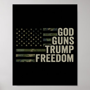 Póster Dios Armas Trump Libertad - Camuflaje Divertido Pr